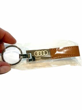 Audi Leather Keychain in British Tan. NWT